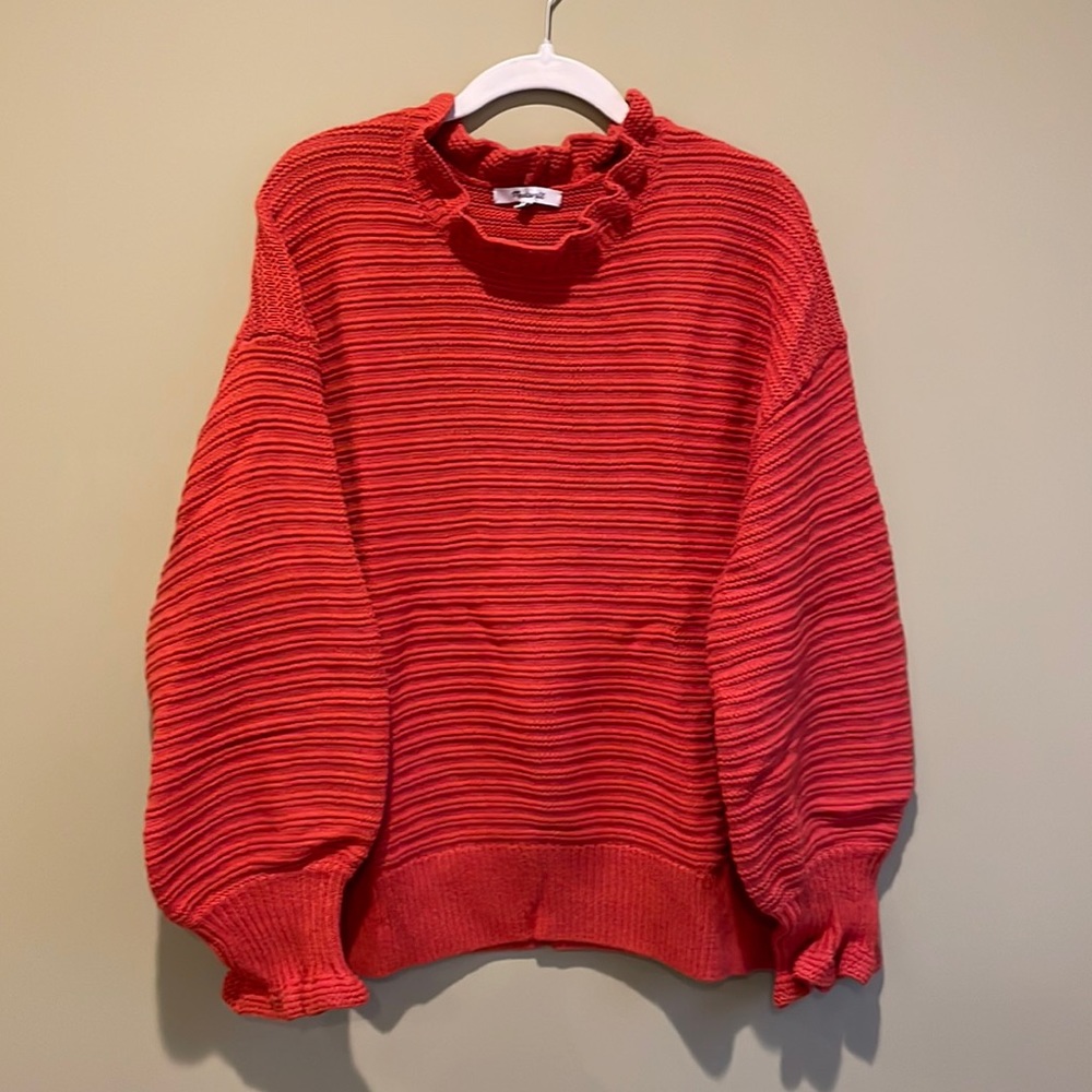 Orange ruffle neck sweater!